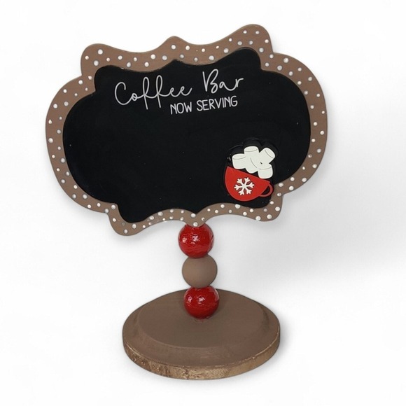Coffee Bar Hot Cocoa Chocolate Christmas Chalkboard Message Board Menu Stand - Picture 11 of 12